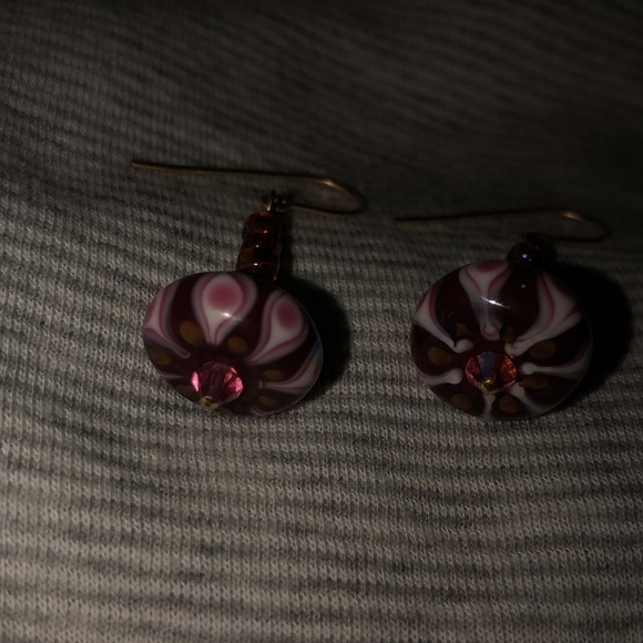 Swarovski and Las Vegas lamp work beaded earrings - Picture 7 of 8